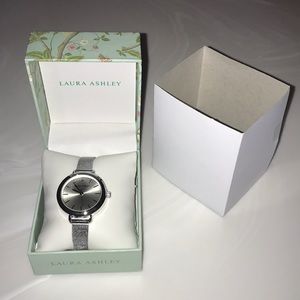 LAURA ASHLEY Silver Mesh Adjustable Strap Watch